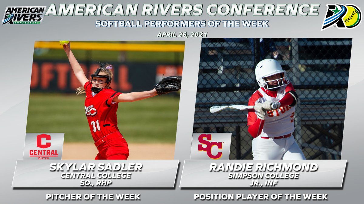 .<a href="/CentralSB1/">CentralSB</a>'s Sadler, <a href="/SCStormSoftball/">Simpson Softball ⚡️</a>'s Richmond Earn <a href="/AmerRiversConf/">American Rivers Conference (A-R-C)</a> Softball Player of the Week Accolades. #rollriversSB
📰bit.ly/3gHQNv5