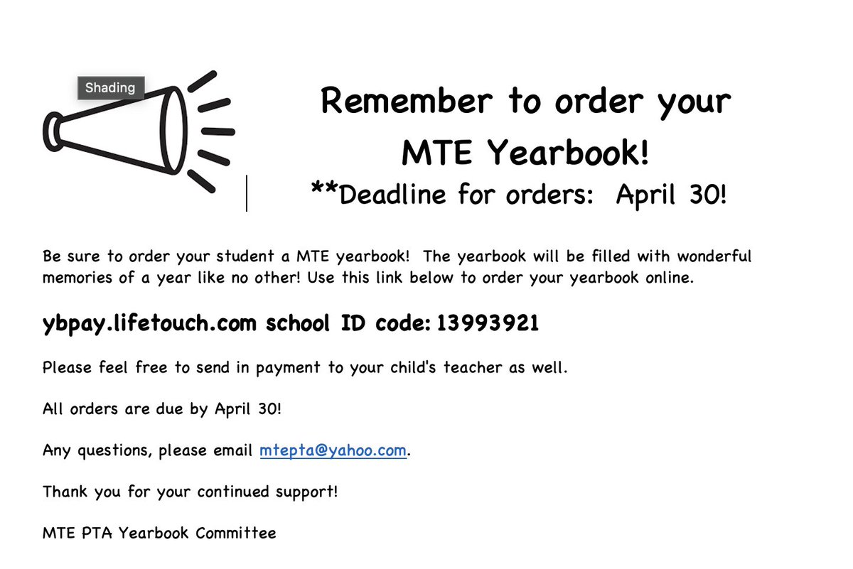Order your <a href="/MiltonTerrace/">Milton Terrace Elem</a> yearbook today!  💚📸       ybpay.lifetouch.com