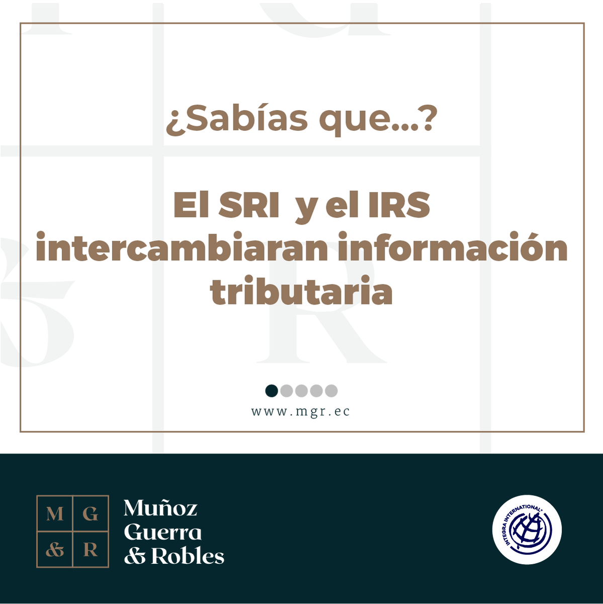 MGR_Ecuador's tweet photo. ¿Sabías que….El SRI 🇪🇨 y el IRS 🇺🇸 intercambiaran información gracias al Acuerdo de Intercambio de Información Tributaria? Esto representa un Hito en las negociaciones bilaterales del Ecuador.
.
#mgrecuador #integrainternational https://t.co/RSXf6kF2EW