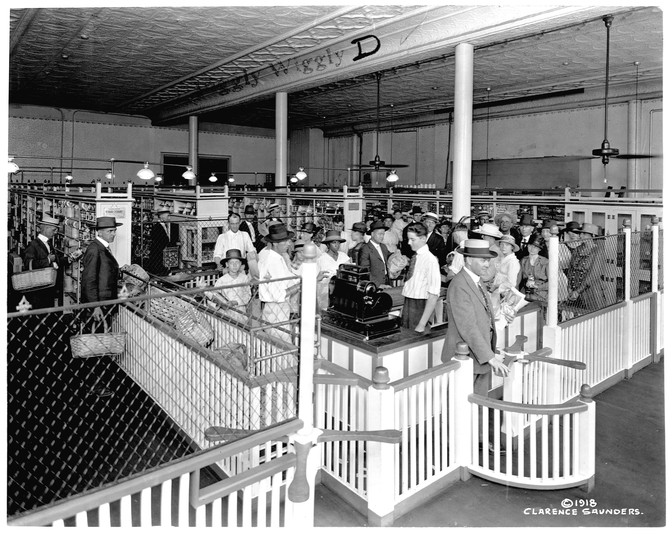 Piggly Wiggly is an interesting side story to this. In 1916, in the southern US they became the first modern grocery store - the first to allow customers to go through the store to gather their goods. They introduced checkout stands, shopping carts and individually priced items.