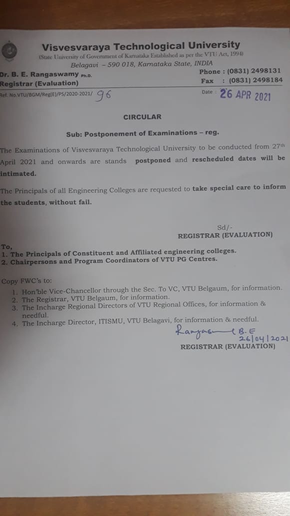 KavithaReddyKR's tweet photo. Finally better sense previled, Life of Children is more important than any exam! This decision should have been taken earlier @drashwathcn instead students were risked n put through trauma! #PostponeVTUExams demand by students wins! Hope other Exams are also delayed! https://t.co/l0wPF21X4y