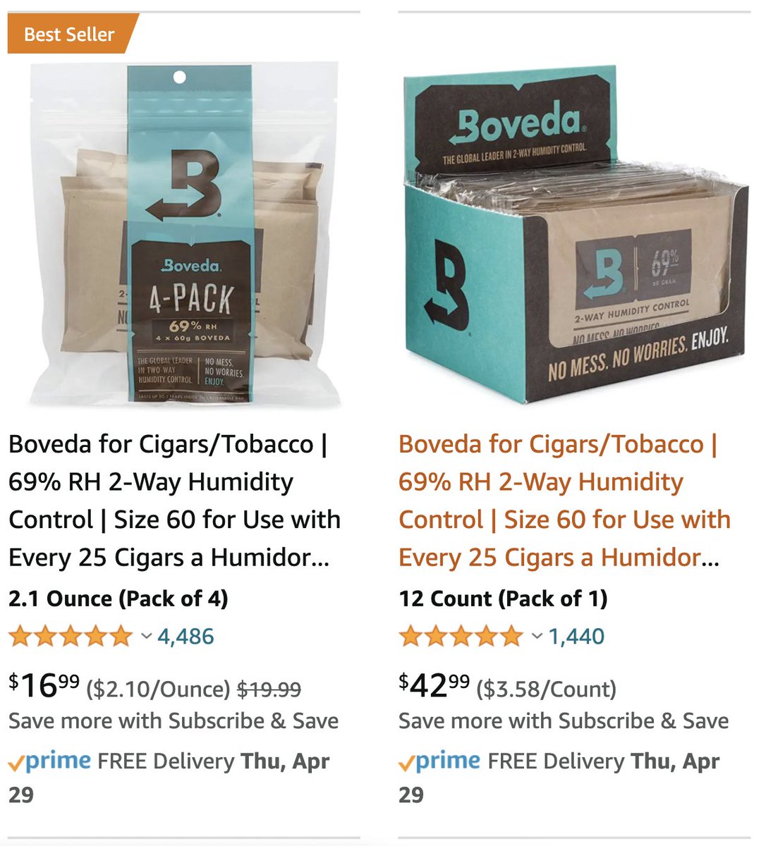 Buy the Bovida packs right on Amazon. I order these 10 packs of larger ones because I now have a collection of 500+ cigars, but a small one works too if you just order a few.