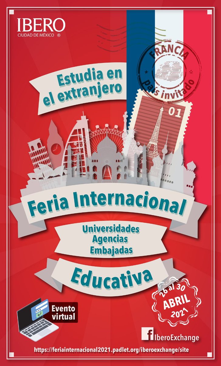 CampusFranceMex's tweet photo. Del 26 al 30 de abril se lleva a cabo la Feria Internacional Educativa 2021 de la Universidad @IBERO_mx con Francia como país de honor.
De 🇫🇷 participan: @CampusFranceMex, @AmL_AtoutFrance, @IESEG, @UnivCatholille, @EDHEC_BSchool y @RennesSB 
👉Acceso: https://t.co/dZTaCHO7Xp https://t.co/oUApYhp3Kc
