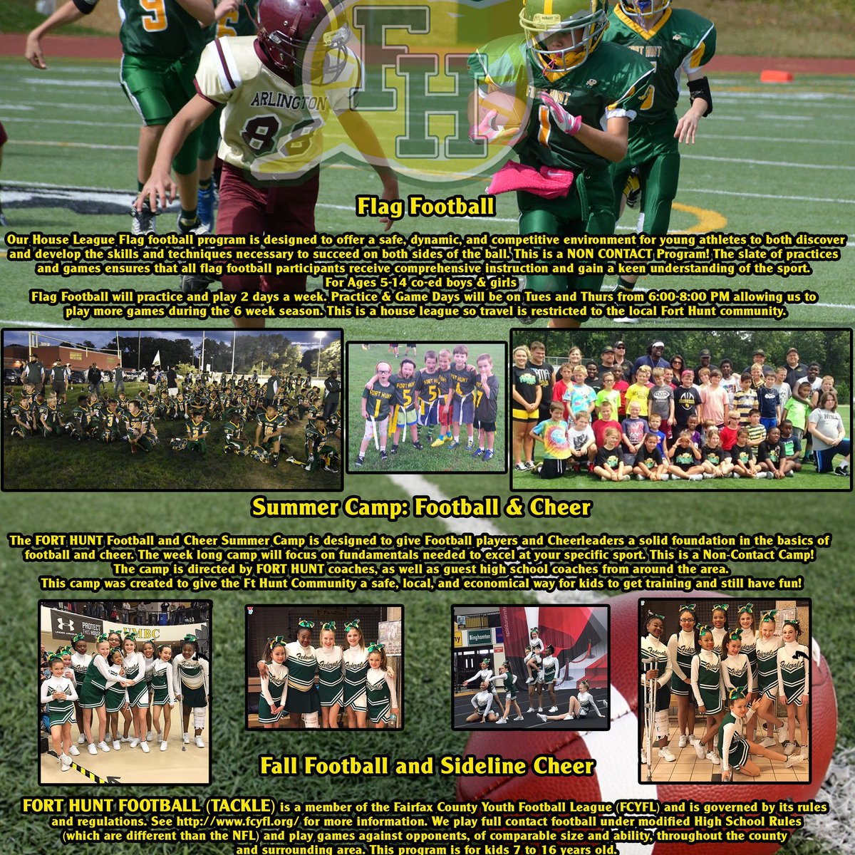 Fort Hunt Football and Cheer Registration Open!
Check the website for prices and details: fhyaa.org