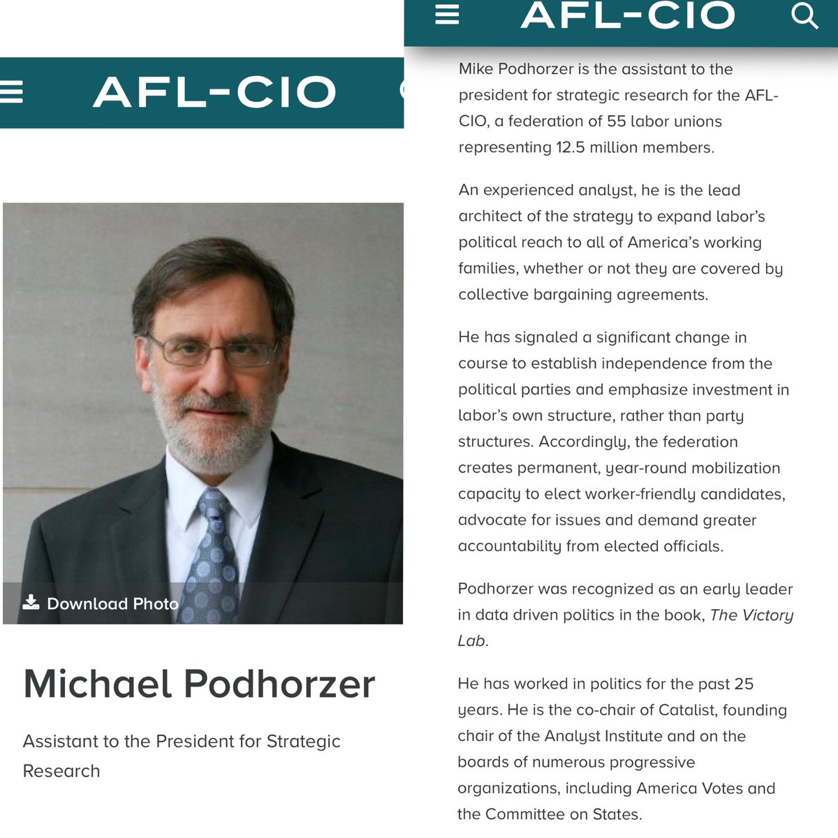 “Joe Biden is a lifelong supporter of workers & has fought his entire career for living wages, health care, retirement security & civil rights....He is ready to fight with us to restore faith in America & improve the lives of all working people”Richard Trumka, AFL–CIO President