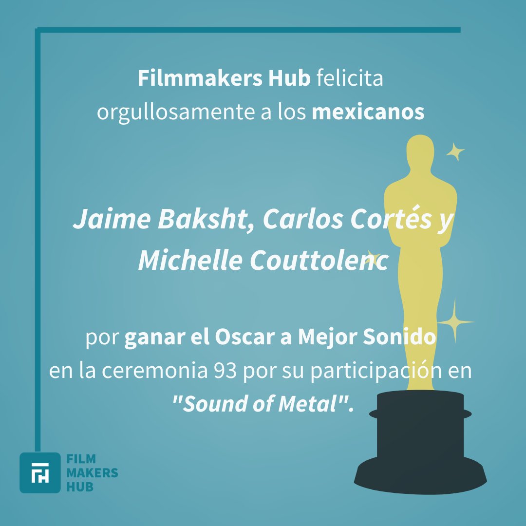 HubFilmmakers's tweet photo. ¡Muchas felicidades a Jaime Baksht, Carlos Cortés y Michelle Couttolenc, por el merecido reconocimiento! #Oscars https://t.co/7msaPSh7jo