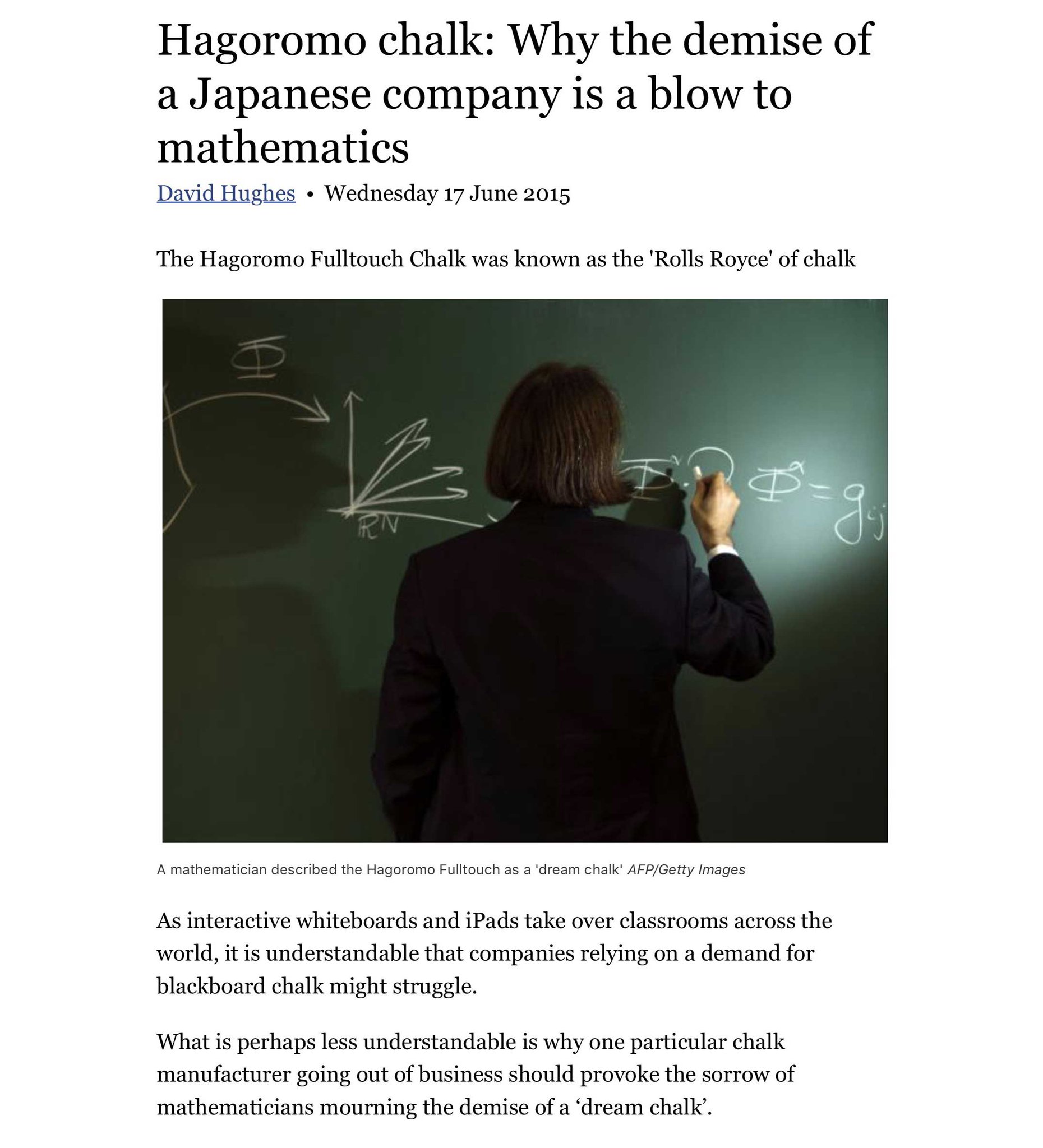 Incunabula on X: Hagoromo Fulltouch Chalk was at the very pinnacle of the  chalk world. According to Conrad, its semi-mythical status, which prompted  it to be hoarded by mathematicians before the company