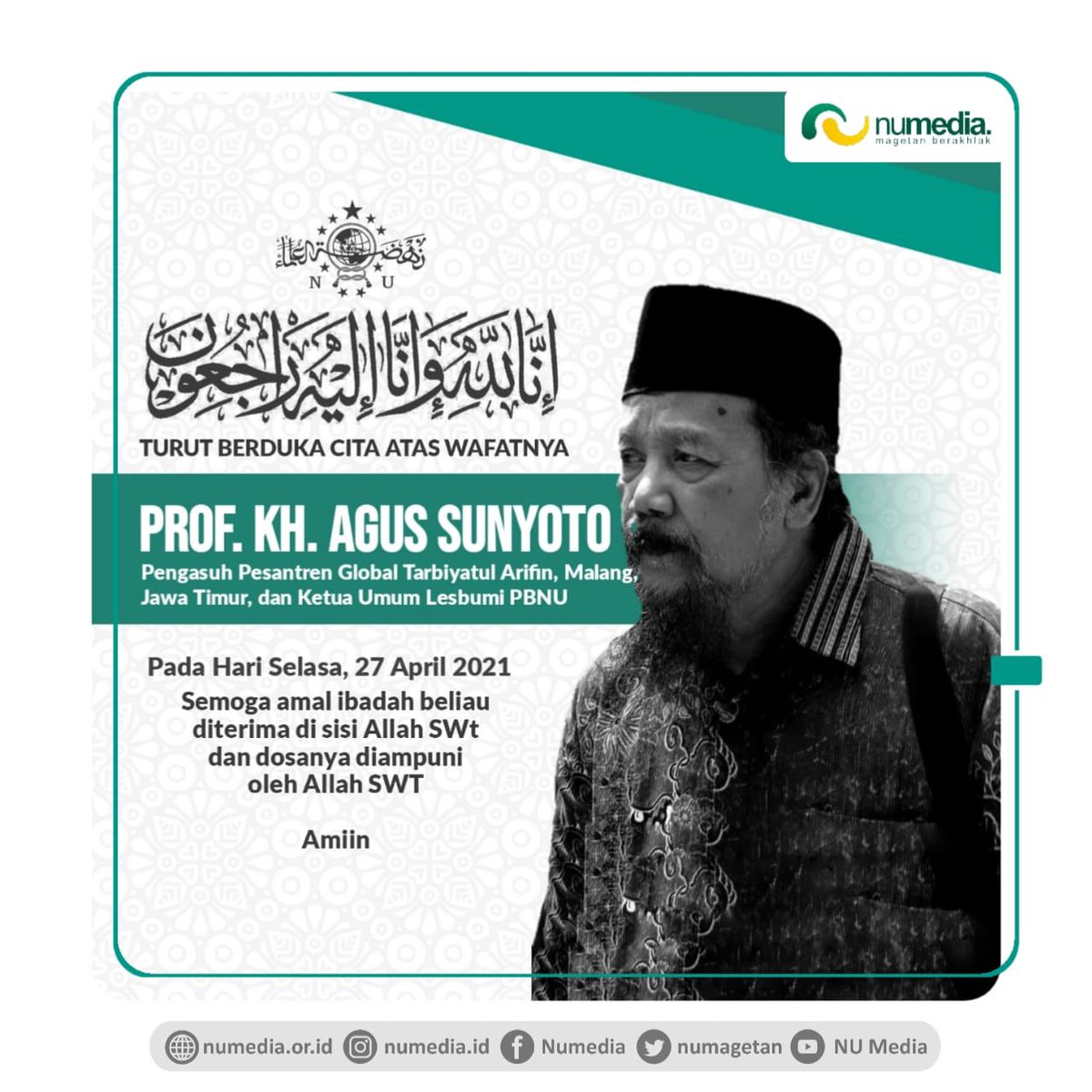 Ya Rabb! Kiai Agus wafat. 😭 Sempet intens chat Beliau utk belajar Islam &amp; kebudayaan. Kerap nyowani jg klu Beliau ke Jakarta. Hari ini dapat kabar duka ini. Lahul Fatehah.