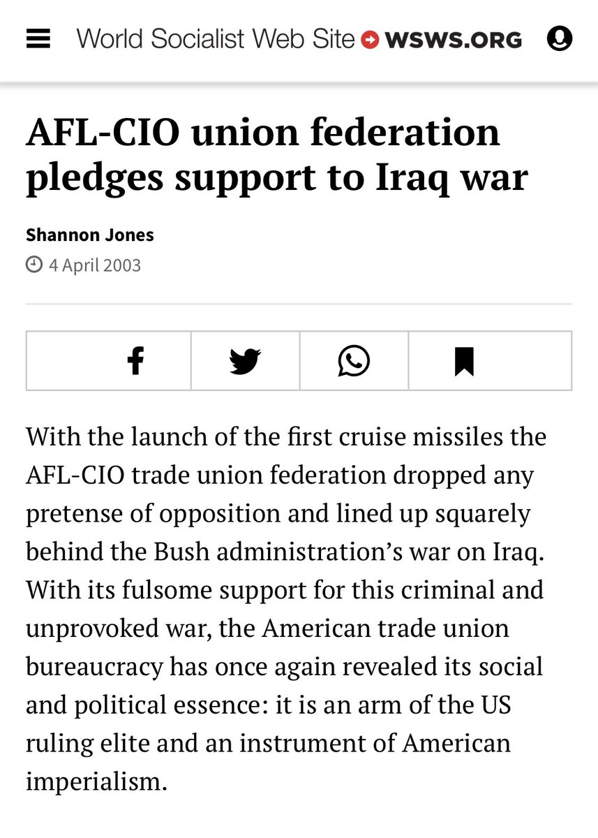 The state uses unions to manage labor, to make it safe for capital, at home & abroad. That's what the AFL-CIO does, it treats workers as footsoldiers in the imperialist ambitions of the bourgeoisie. To make murder and exploitation easier for the bosses. That's what it's role is.