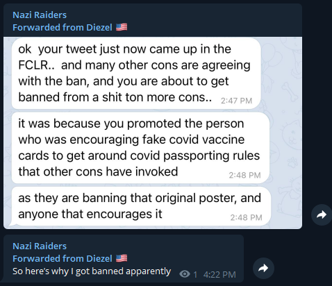 So, why is it that conventions only can ban someone like Diezel now that he has discussed making a fake Covid-19 vaccine card?It's time for another LinnThread filled with facts, a full excel sheet, and loads of data   https://twitter.com/vexwerewolf/status/1386897547080392704