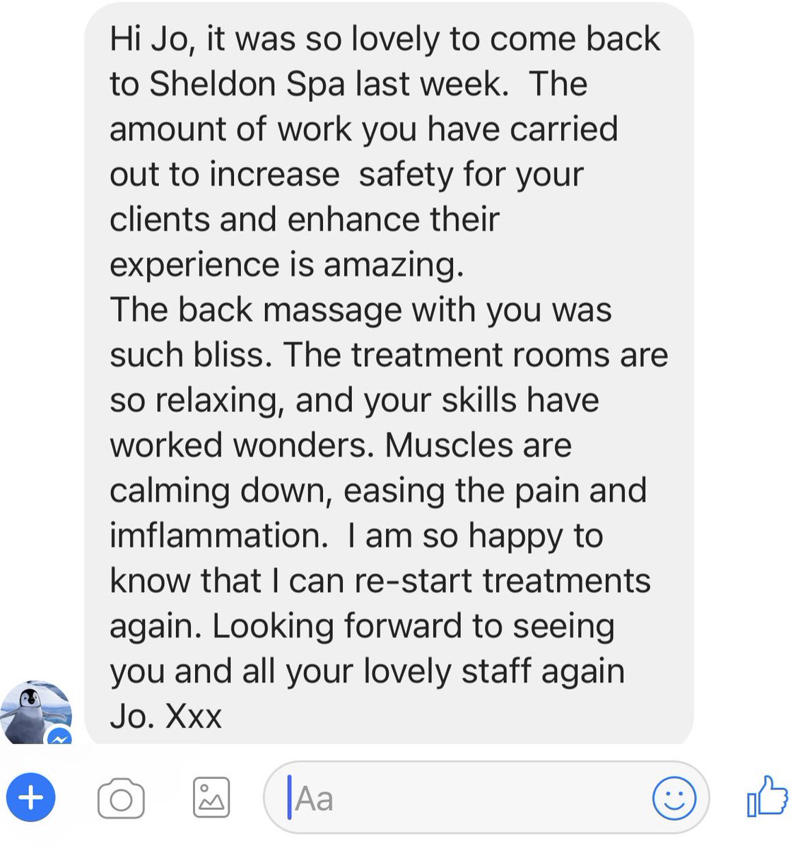 SheldonSpa's tweet photo. Kicking off the first day of Sheldon’s working week on a massive high with this DM...

...Feedback such as this is a complete morale boost as #TeamSheldon begin another busy week post lockdown 3.0.

#gratitude #grateful #win #clientresults #muscleease #inflammationrelief #massage https://t.co/QADrHJWYkH