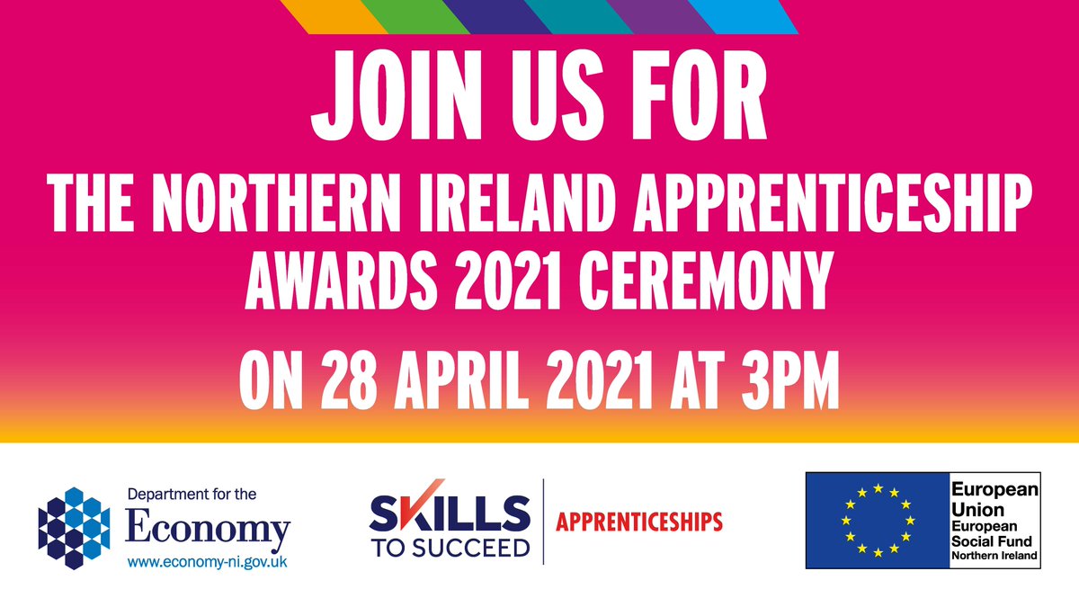 The Northern Ireland Apprenticeship Awards 2021 will be announced tomorrow at 3pm

The virtual ceremony can be viewed live at youtu.be/jdMoVW8vu3s

Don't miss the opportunity to be part of this event and celebrate with the winners

#NIAA2021 #NIAW2021