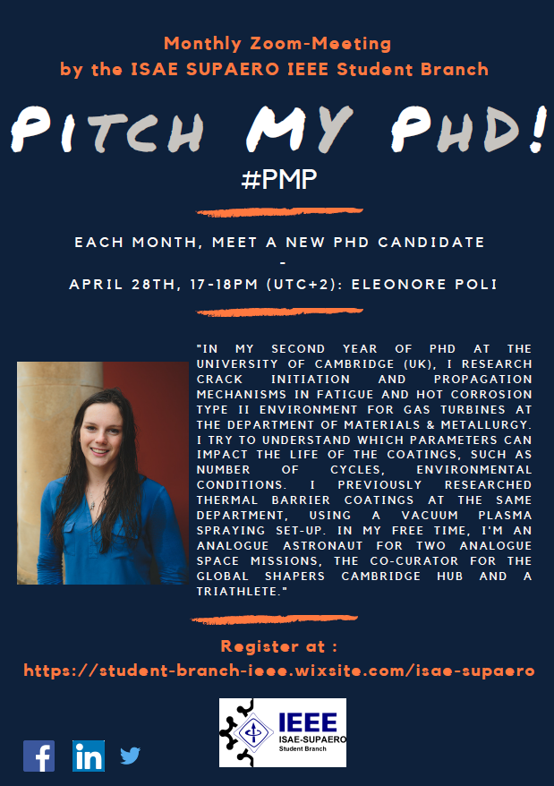 IeeeIsae's tweet photo. You want to discuss with other PhD students ? 

Join us tomorrow at 5pm (UTC+2) and meet Eleonore, also astronaut analogue and triathlete. 

Register at : https://t.co/1aBPkXIx7L https://t.co/0J4UQA91yE