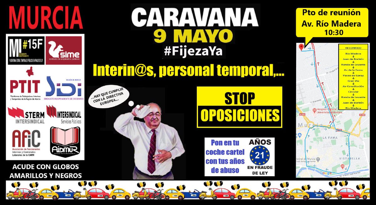 SIDIMURCIA's tweet photo. @SIDIMURCIA en la manifestación por la estabilidad de l@s docentes interin@s 
CARAVANA 9 de Mayo
#FijezaYa 
#FijezaYaEsConstitucional 
 https://t.co/FX5HBwQ1cw https://t.co/ltCWzDVBEu
