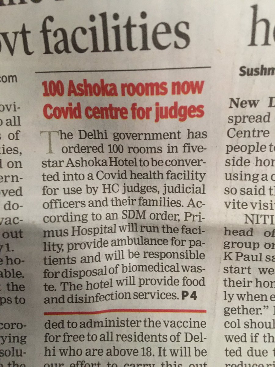 Rabipandacug's tweet photo. Land of #Maharajas
Sad that at a moment when most of our fellow citizens do not have access to even a hospital bed, our #Judiciary wants a five star treatment!
What a Country!!
#HotelAshoka
#PrimusHospital https://t.co/4GWQDJkK2U
