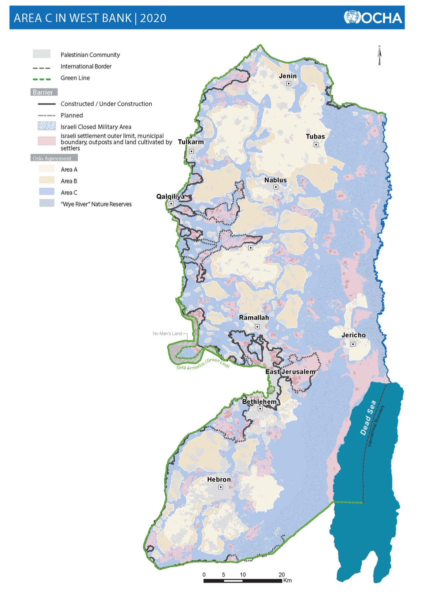 Second, more than 1/3 of the land in the West Bank confiscated from Palestinians (2 mill dunams, 500K+ acres), w/ 99% of public land allocated by Israeli govt given to Jewish Israelis in illegal settlements, leaving Palestinians to live in dozens of disconnected enclaves. 20/27