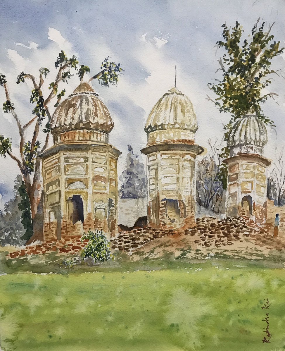 #commissionedartwork #Watercolourpainting 3 behanein mandir #heritage #Watercolor