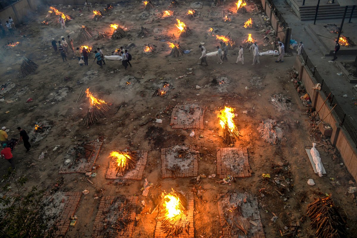 Pics of of burning pyres by Left media was intended to pull down d man dey hate! But putting them on front page of NYT in US had an unintended consequence.It brought the spotlight on news that d Jesus of woke left, Biden is hoarding raw materials of vaccines to India.