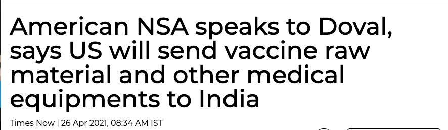 The 'compassion whores' of Left unintentionally ended up creating another tunnel of guilt. For Biden! 'So many dying in India. Why are u hoarding raw material of vaccines?' Doval used that tunnel to push through sourcing of raw materials of vaccines from a uninterested US.