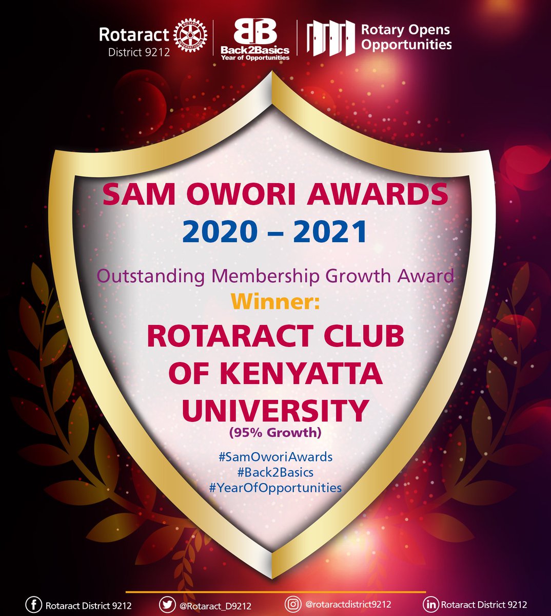 Drum rolls 🥁🥁🥁…

We're honoured to receive the 'Outstanding Membership Growth Award'  in @Rotaract_D9212 2020-2021. 

@rotaract254
@RACEthiopia

#RotaryOpensOpportunities