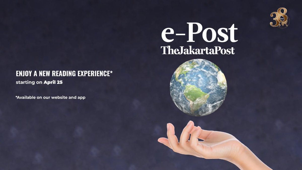 jakpost's tweet image. In celebrating its 38th anniversary, The Jakarta Post has revitalized its electronic newspaper (e-paper), now called e-Post, and integrated the product with its website and app, making it easier for readers to access its legacy journalism. 

#TJPturns38 #ePost #SponsoredContent