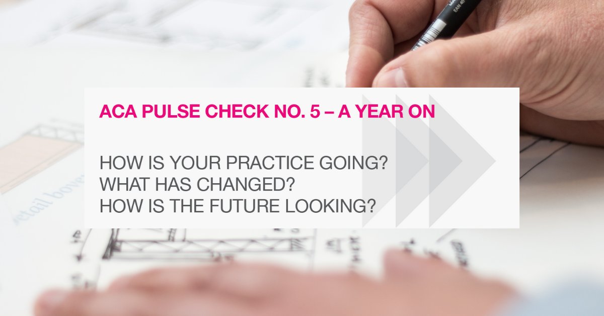 Take the Association of Consulting Architects’ 
✅ PULSE CHECK NO. 5 SURVEY ✅ to help us all plan for a robust future for architectural practices
aca.org.au/aca-pulse-chec…
Please get one person from each of your practice to take part ASAP – the more responses, the better the data!