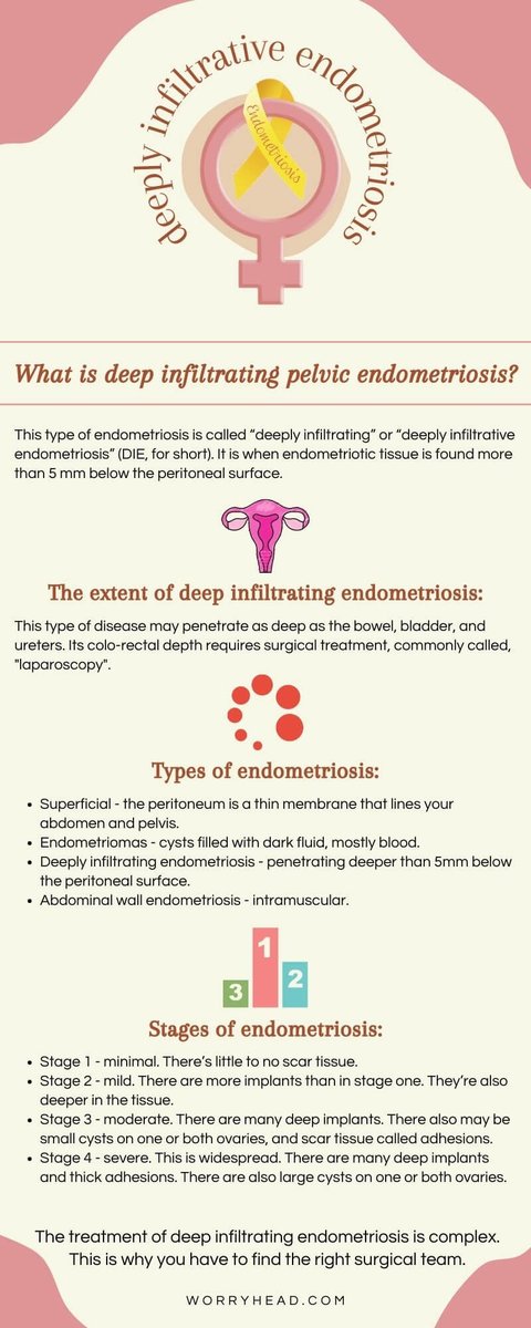 WorryHeadBlog's tweet photo. What is deep infiltrating pelvic endometriosis?
This type of endometriosis is called sometimes “deeply infiltrating” or “deeply infiltrative endometriosis” (DIE, for short).
#endometriosis #deepinfiltritingendometriosis #stage4endometriosis #stage4endo
https://t.co/pmijwKDkTP https://t.co/YmiiSjA6i2