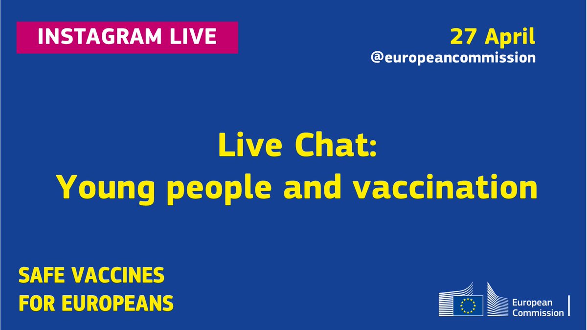 Today I will be LIVE on the Instagram account of the @EU_Commission to talk about #YoungPeople and #vaccination. Youth can drive the change towards a healthier future!  #EuropeanImmunizationWeek #VaccinesWork