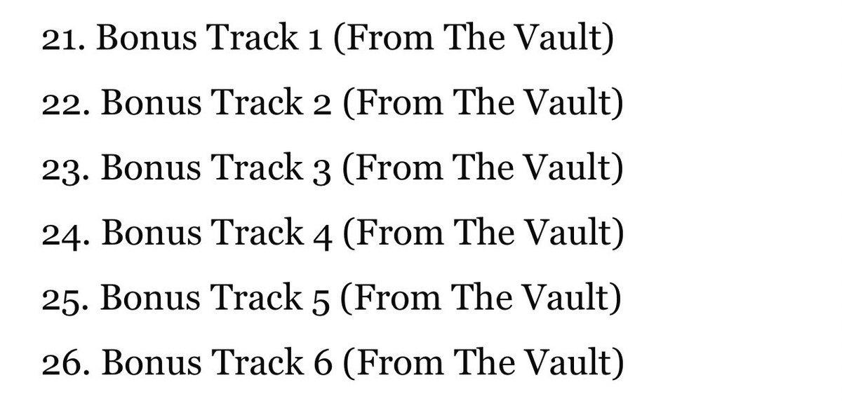 okay so we all know that taylor’s “track 5”s are the most legendary emotional tracks off of their respective albums right? taylor herself called the “vault songs” as separate tracks prior the track list reveal (bonus track 1, 2, etc) and not bonus track 21, 22 etc