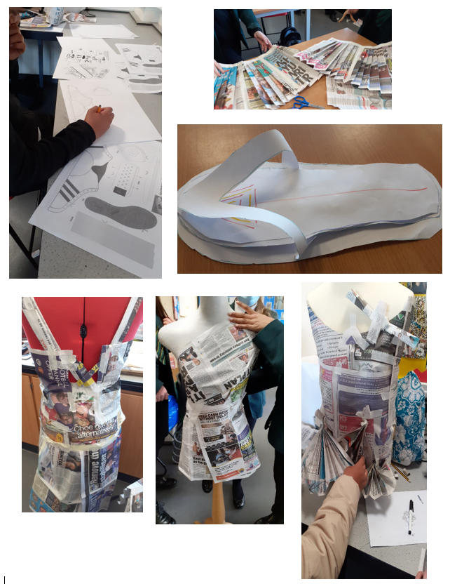 hazeleyacademy's tweet photo. Students in year 8 STEAM Textiles focus lesson were tasked to design an outfit out of newspapers. 
'Trashin Fashion'! There were was lots of fantastic creations! https://t.co/fqXzFLtpoB