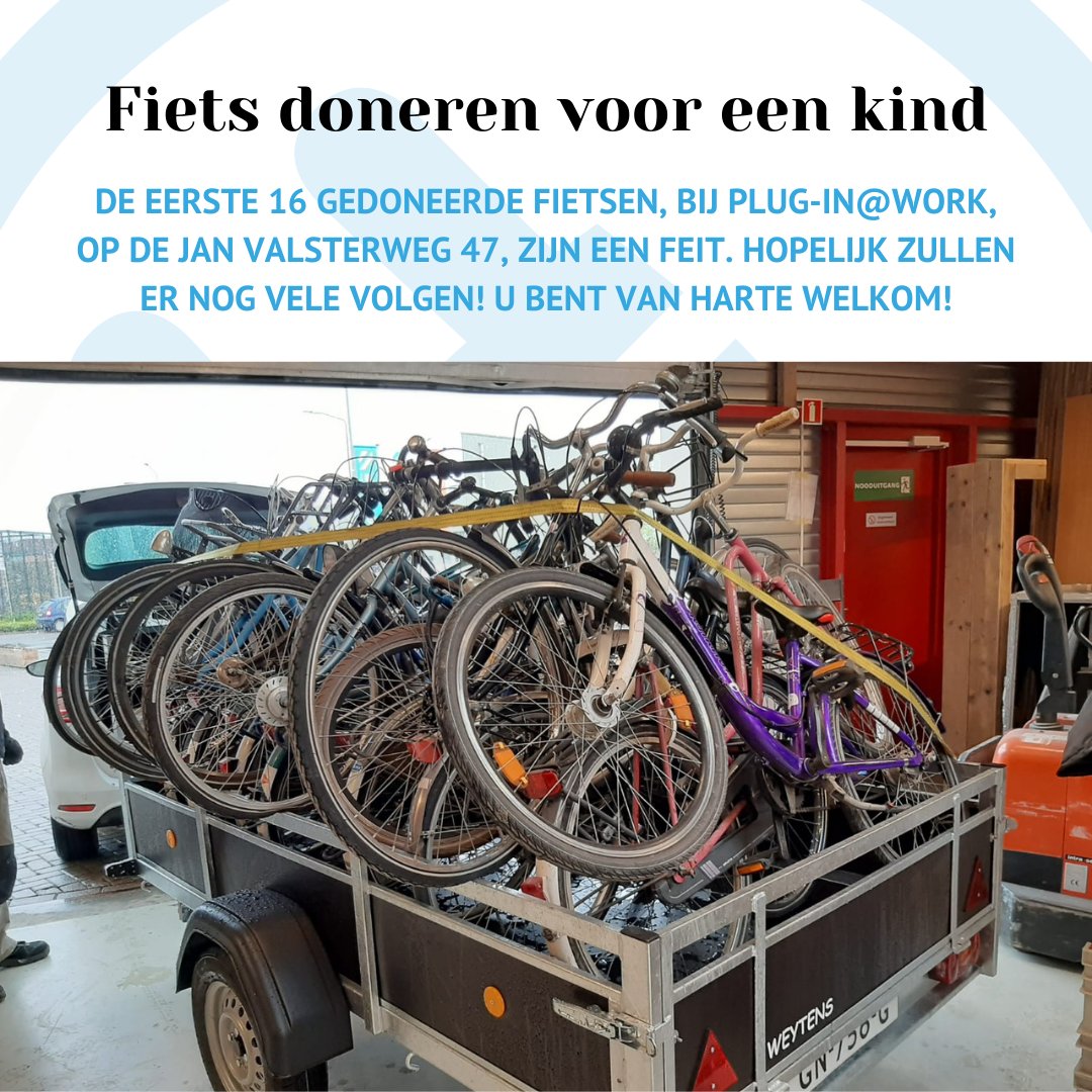 Pluginatwork's tweet image. Een fiets doneren voor een kind die geen fiets heeft, simpelweg omdat er geen geld voor is. Plug-in@work vindt dit een fantastische actie van de ANWB. Daarom is zij, sinds kort, ook inleverpunt voor ieder die een fiets wil doneren voor dit mooie doel.