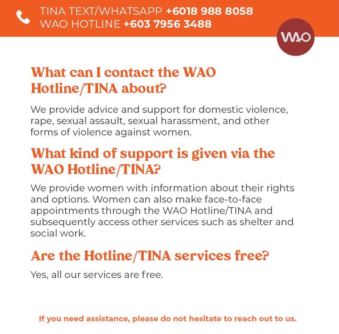 You are not alone. Your experiences are valid. If you have been harassed & need support, our hotline is 24 hours. Additionally, here's a list of resources:WAO  @womensaidorgHotline: 603 3000 8858TINA (WhatsApp): 018 988 8058