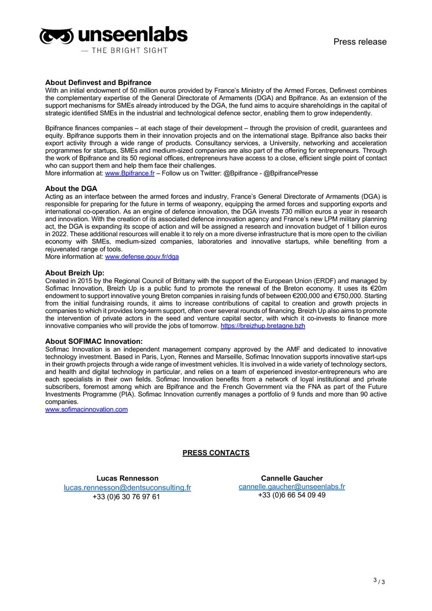 UnseenLabs's tweet image. 💸BREAKING NEWS !🌍 

Unseenlabs is very proud to announce having raised 20M€, one of the most significant capital raises in the European New Space sector.

More info in the press release below👇
Future is bright!

@OmnesCapital @360CP @breizh_up @Bpifrance #BlueOceansPartners