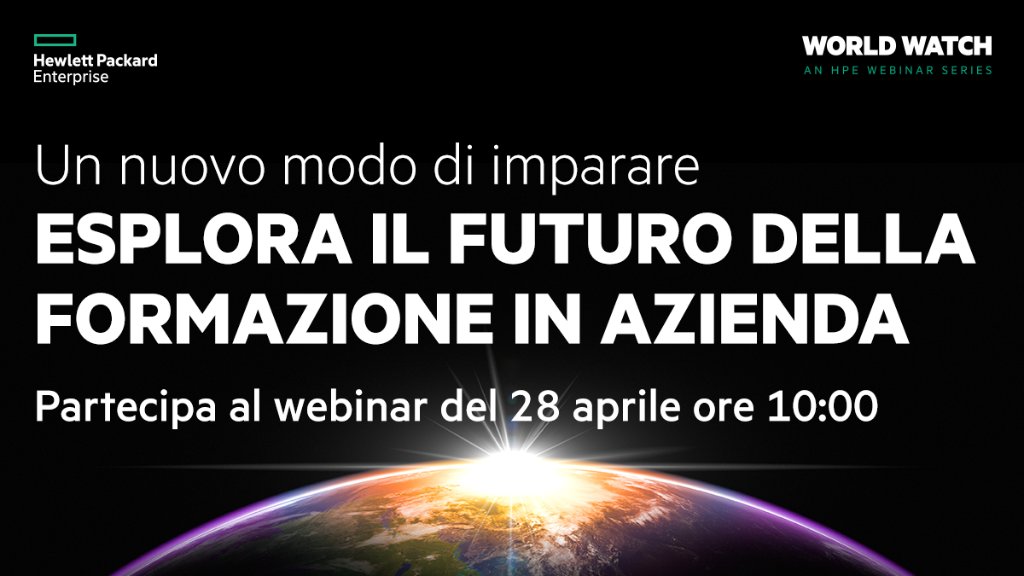 Domani gli esperti #HPE spiegheranno come promuovere la cultura dell'apprendimento continuo tramite formazione as-a-service accessibile sempre e dovunque. Iscriviti al #webinar! hpe.to/6015HfoPf #HPEWorldWatch #AsaService