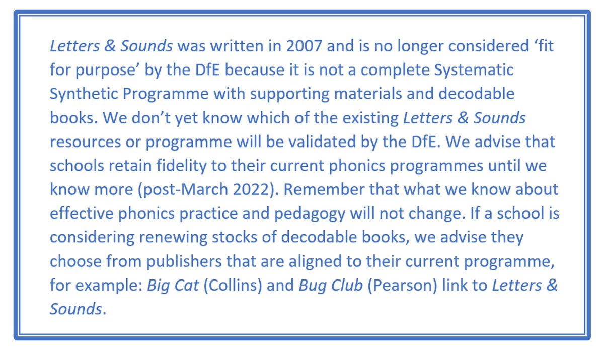 We know that lots of primary schools follow the Letters &amp; Sounds programme for phonics and have been asking for advice on what to do next in light of the recent DfE announcement - here's what we think: