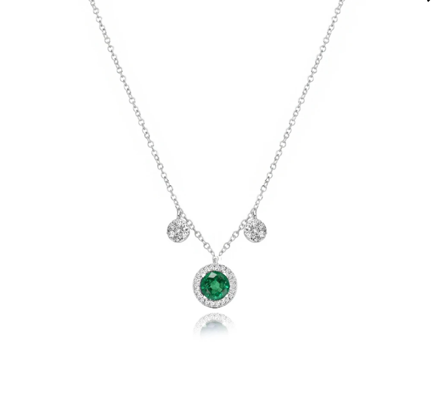 Gorgeous green! 💚 In stock now! Super dainty emerald and diamond necklace from New York designer Meira T ✨✨✨