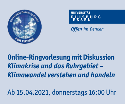 Today starts the lecture series about #ClimateCrisis and the #Ruhrgebiet organised by UDE4future. Numerous interdisciplinary members of JUS are among the lecturers. Further information and registration: uni-due.de/apps/rss.php?i…