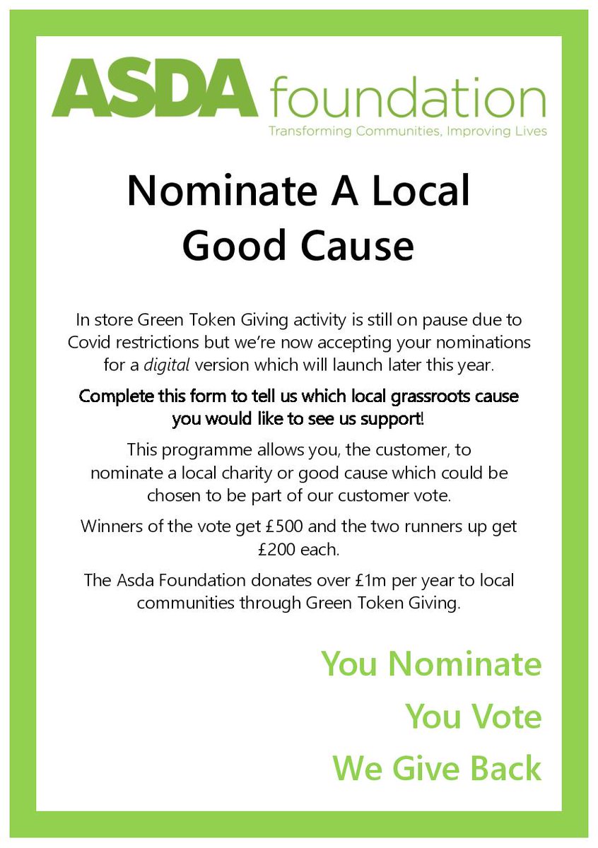 soarcommunity's tweet photo. ASDA Supermarkets have their nominations now open, tell them which local grassroots cause you would like to see them support! #LocalGoodCause
Further info on grants can be found here ๐ https://t.co/qSM8KXDDkD https://t.co/iAWNcgOBzq