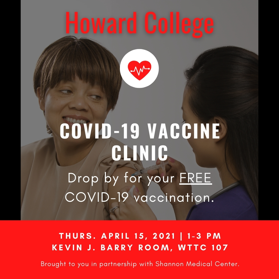 Reminder: Vaccine Clinic TODAY, 1pm-3pm!  The Pfizer COVID-19 Vaccine is provided for free to everyone, regardless of insurance. No appointment is necessary to stop by and get your 1st dose of the vaccine.  Anyone 16yo+ is welcome.  16&amp;17 YOs must have a signed consent form.