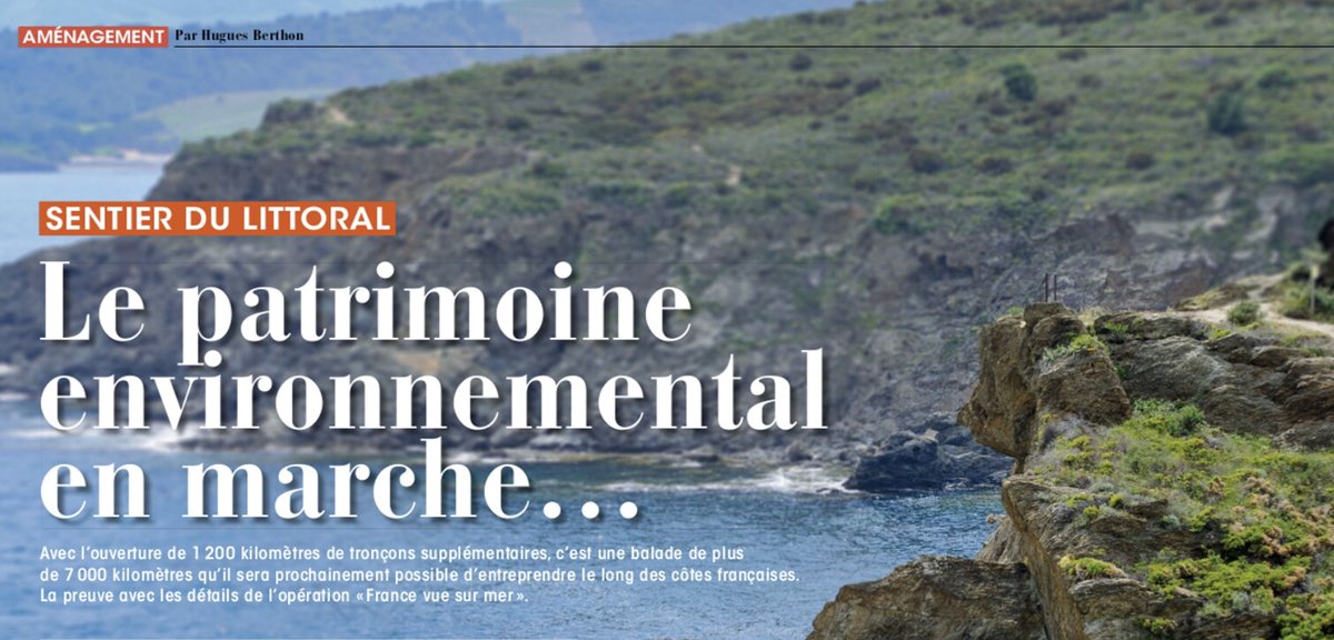 MissionAvec's tweet photo. Le sentier du Littoral en pleine rénovation, bientôt 1200 kilomètres supplémentaires. La ministre @AnnickGirardin s'en explique dans nos pages @SireNico @SPPEF @ltdla @DidierRykner @MinistereCC @gazettepatrim @fond_patrimoine @FDJ @bernstephane @OfficielHugues https://t.co/KPGcnUYdax