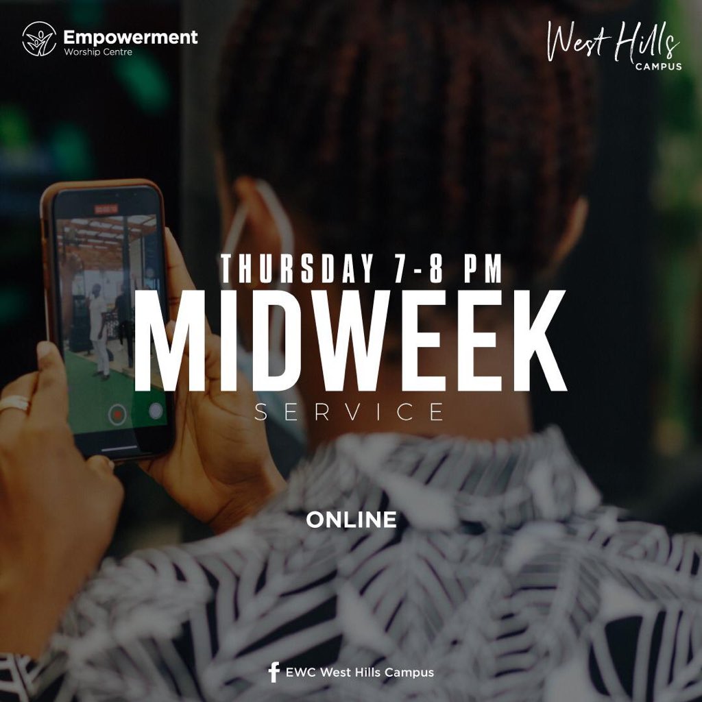 EWCWestHills's tweet image. Join us online today at exactly 7pm for our midweek  service.

Our campus Pastor, @paulyao_lartey is ready to deliver God&apos;s word to you right in the comfort of your home. Do invite as many as you can to join us via our Facebook platform. God bless you

#Thursdaymidweekservice