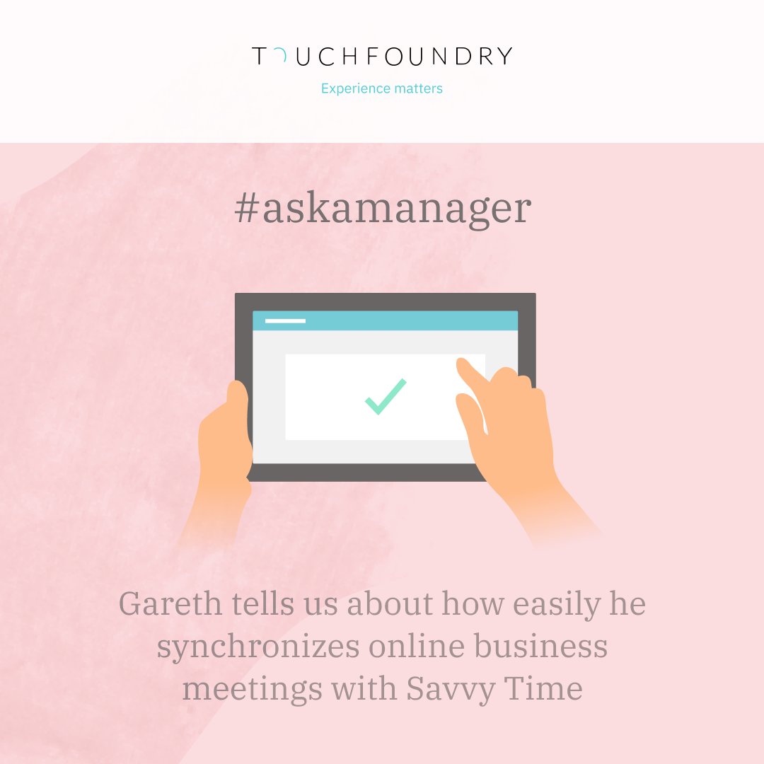 TheTouchFoundry's tweet photo. Doing business across the globe often means dancing the time zone tango. Find out how Gareth makes sure he never makes a misstep. 
#touchfoundry #GlobalBusiness #Timezones #pmtools #projectmanagement https://t.co/AdFGAgm2VI