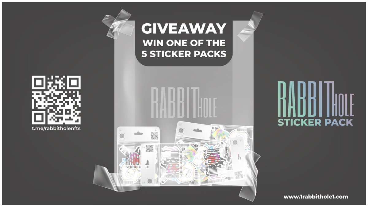 1_hole1's tweet photo. STICKER PACK #GIVEAWAY
Win 1 Sticker Pack
5 Winners
To win:
1. Follow @1_hole1 
2. Retweet and like
3. Repost and tag some friends
4. Be on the Telegram Group: https://t.co/GuBecW2sVB
With ❤️,🐇🕳️ team. https://t.co/2nq5i0ltxe