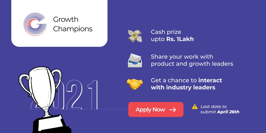 Entries are pouring in and we can't keep calm! 🔥
More than 200 applicants have already applied. We have also extended the last date of submission Submit your entry for Growth Champions 2021! 👇🏼productgrowth.org/growth-champio…
