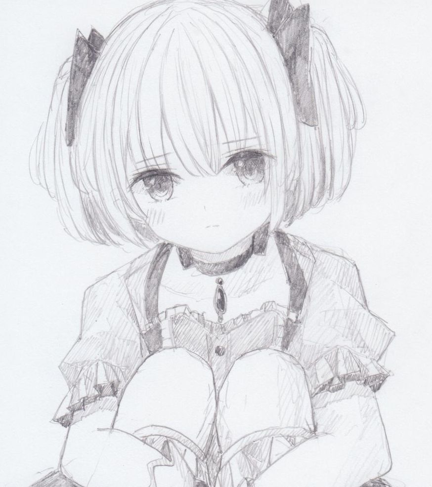 鹿目まどか 「シャーペンで描きました。
魔法少女まどか☆マギカより、鹿目まどかです
#魔法少女」|くろいうさぎのイラスト