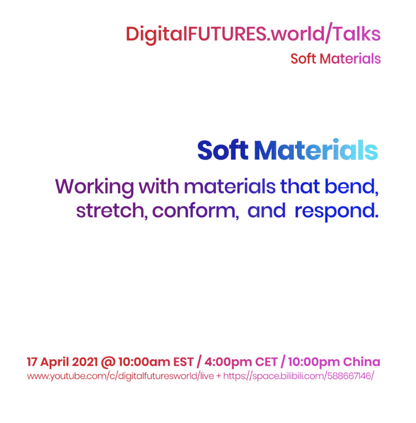 Bio_Buildings's tweet photo. Join this weekend's @_DigitalFUTURES Talk on #SoftMaterials. HBBE member Dr. Jane Scott and other leading researchers discuss working with #knitting, #textiles, and #activebending within #architecturaldesign.
SAT, 17 April at 10:00am EST / 4:00pm CET
https://t.co/ZaFJZyXNAx https://t.co/e221wufwZw
