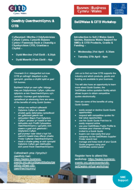 H3l3nCITB's tweet photo. #Construction companies,if you're looking for ways to firstly ensure you are supported for training & secondly ready for #tendering, join us for these sessions-we'll be covering both.A choice of 2 dates & both online so you can access even on a busy day
@_Sell2Wales
@CITB_Wales https://t.co/9nOzw7Rxrp