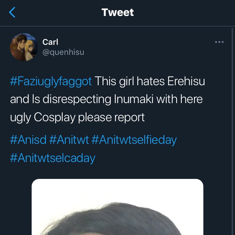 viperslonglegs's tweet photo. hello pls mass report @quenhisu they are spreading hate and my friend is their current victim, mf literally just went and replied hateful things on my moot’s tweet. even went as far as saving their anisd and spreading it with an awful hashtag. https://t.co/XuWEvalpWj