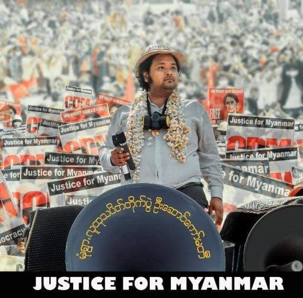MilkTeaMM_MTAM's tweet photo. General strike leader of #Monywa(strong protest that goes out daily),Ko Wai Moe Naing was abducted by terrorists at 2pm in Tharsi st. Terrorists hit his cycle with vehicle, beat him violently, threaten with guns &amp; arrested him.
#WhatsHappeningInMyanmar 
#Apr15Coup https://t.co/g0mBCGphgL