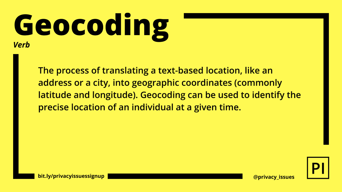 privacy_issues's tweet image. It&apos;s Tuesday again! Our #GlossaryPI term of the day is #geocoding. 

Processing of #geolocation #data may appear harmless or even necessary, but additional safeguards like #data #anonymization have to be in place to protect personal #privacy.  

#TuesdayTip